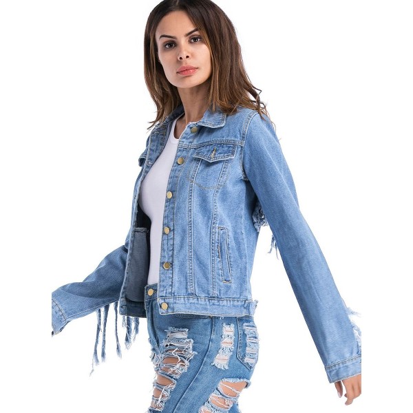 Worn Single-Breasted Lapel Long Sleeve  Women's Jacket