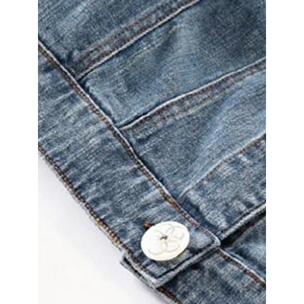 Single Row Buckle Women's Jeans Jacket