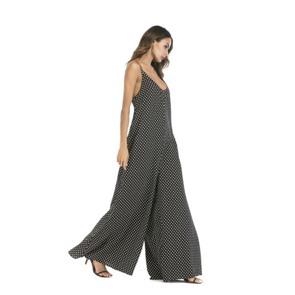 Large Code Polka Dot Broad Leg Women's Jumpsuits