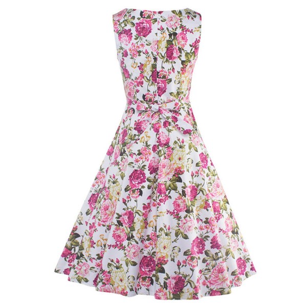 Floral Print Patchwork Sleeveless A Line Women's Dress