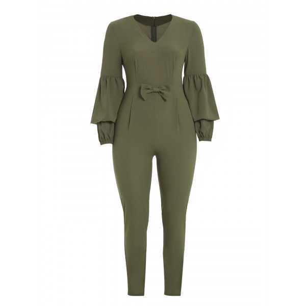 Slim Plus Size Puff Sleeves Women's Jumpsuits