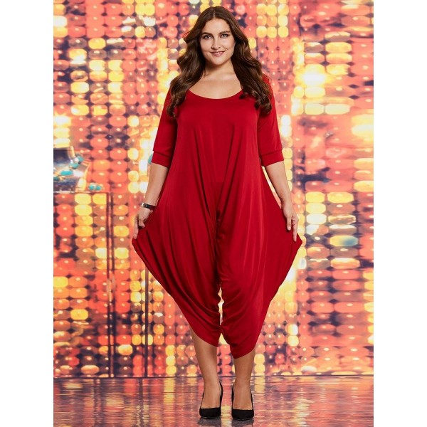 Asymmetrical Plus Size Loose Women's Jumpsuit