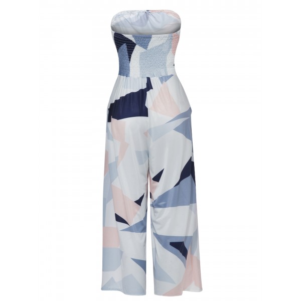 Color Block Geometric Pattern Wide Legs Women's Jumpsuit