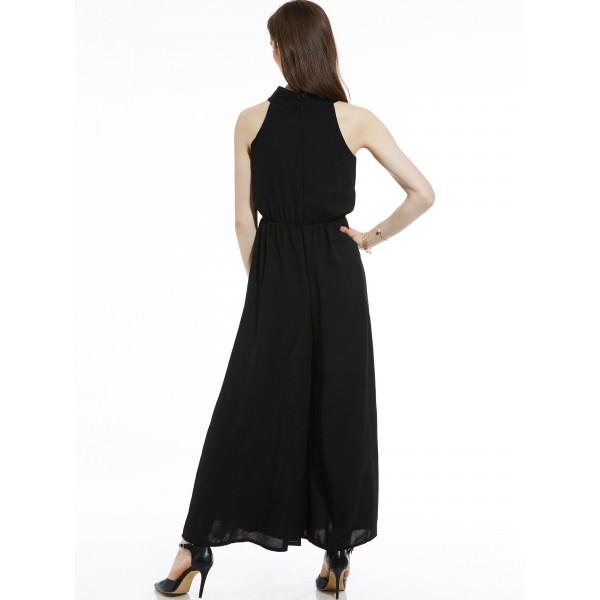 Slim Mid-Waist Plain Wide Legs Women's Jumpsuit