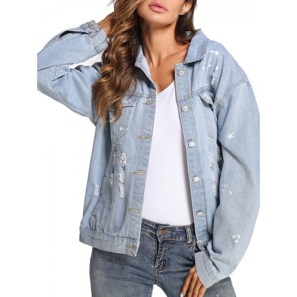 Light Color Denim Worn Women's Jacket