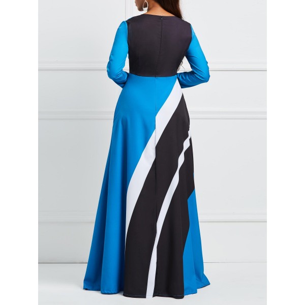 Striped Long Sleeve Women's Maxi Dress