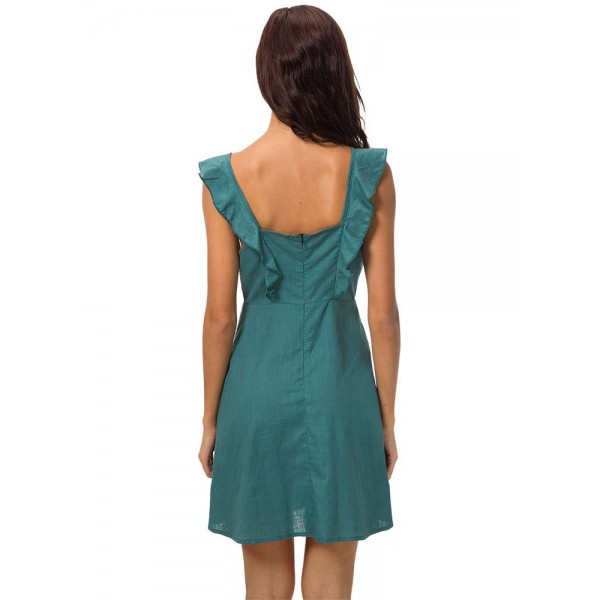 Solid Color Falbal Women's Skater Dress