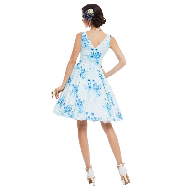 Floral High Waited Skater Dress