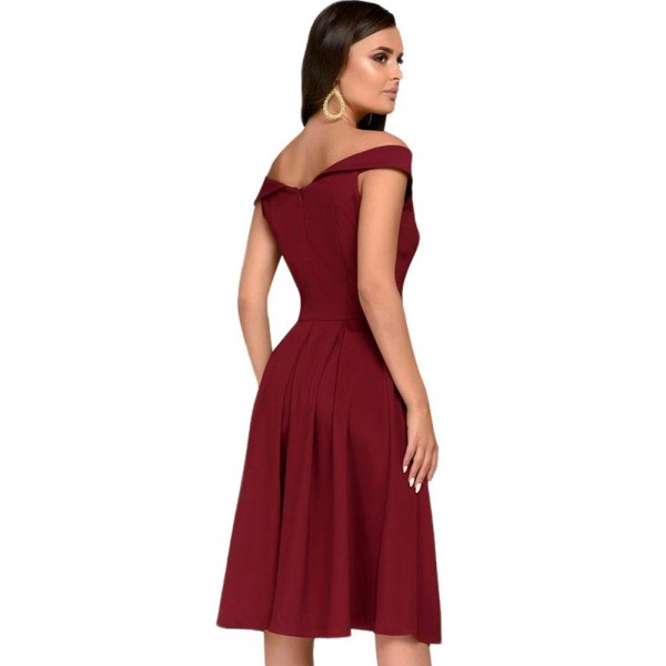 Plain Retro High Waist A Line Women's Dress