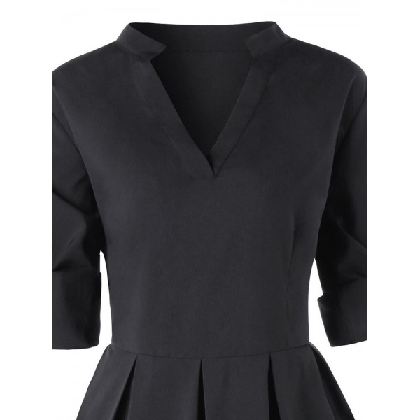 Regular Office Lady V Neck Women's A-Line Dress