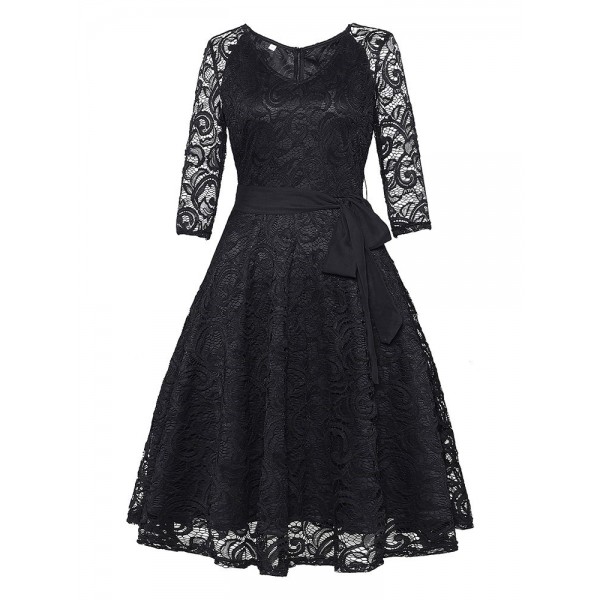 Lace Hollow Bowknot Women's Dress