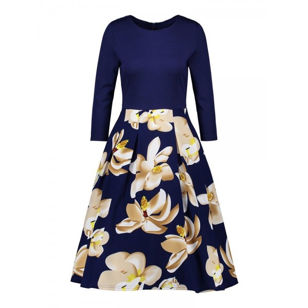 Retro Round Collar A Line Women's Dress