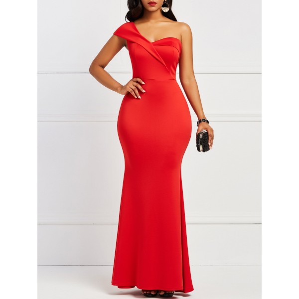 One Shoulder Bodycon Maxi Dress