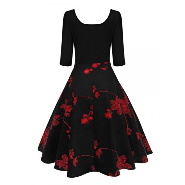 Vintage Print Women's A Line Dress