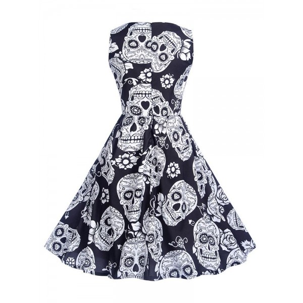 Vintage Floral Zipper Women's A Line Dress