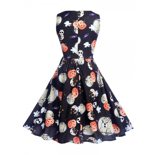 Vintage Floral Zipper Women's A Line Dress